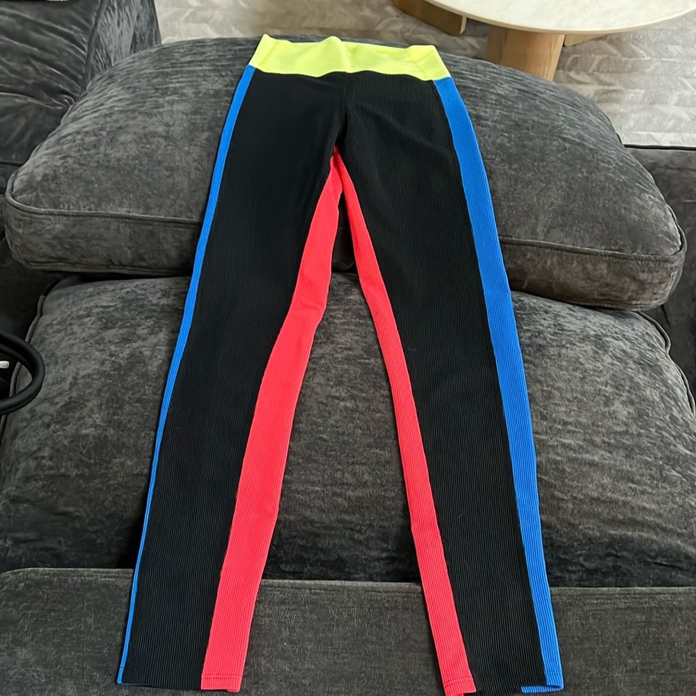 Beach Riot Black Leggings with Red, Blue & Yellow Colorblock